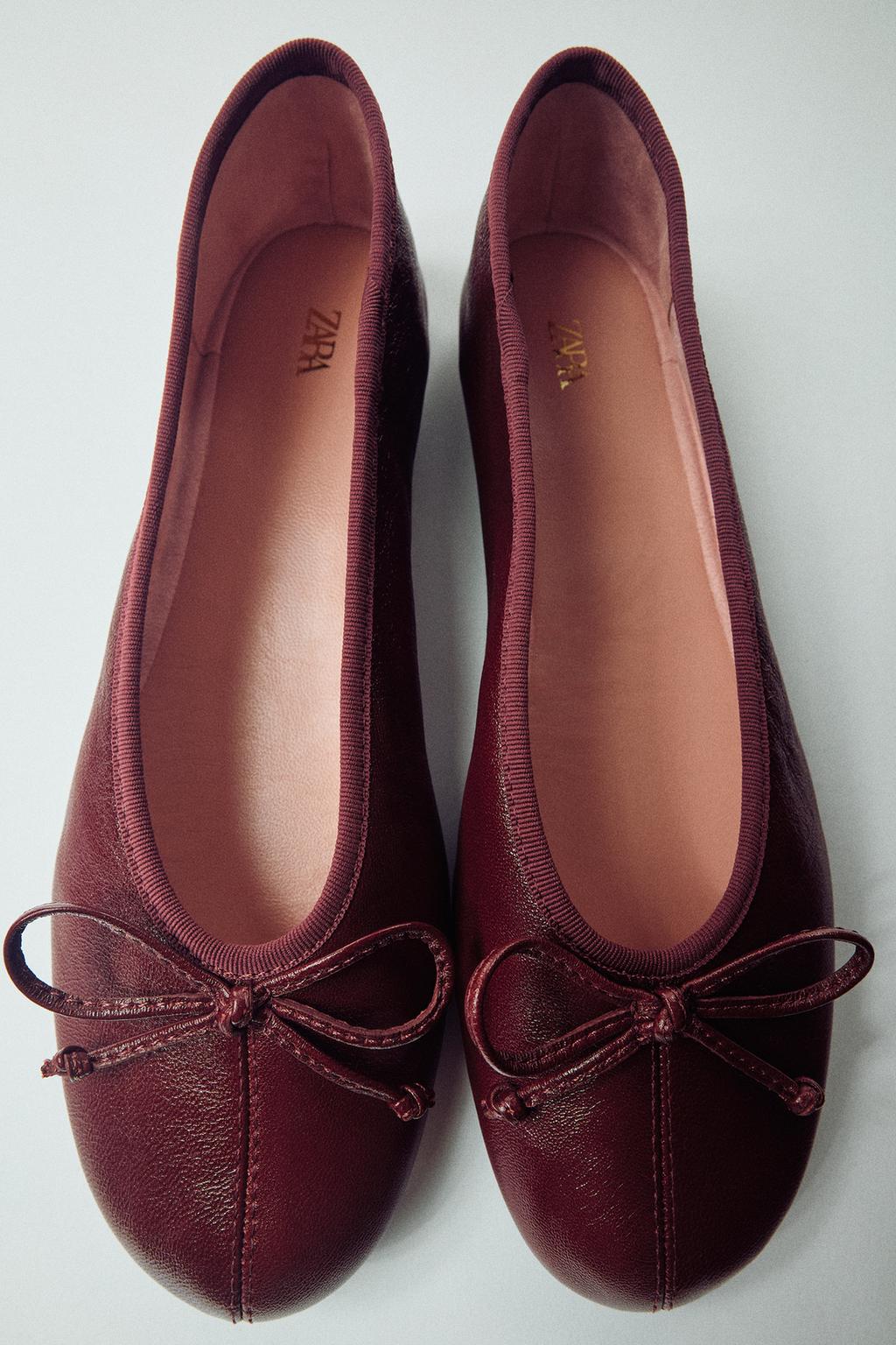 LEATHER BALLERINAS WITH BOW