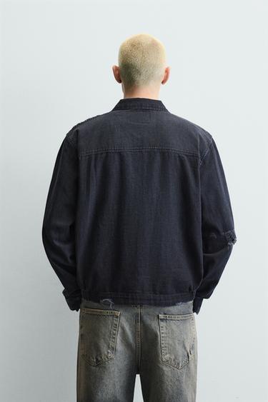 CROPPED FIT RIPPED JACKET - Blue by Zara - Image 2