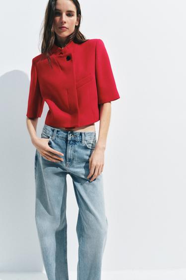 BLAZER CROPPED MANGA CORTA ZW COLLECTION - Rojo de Zara