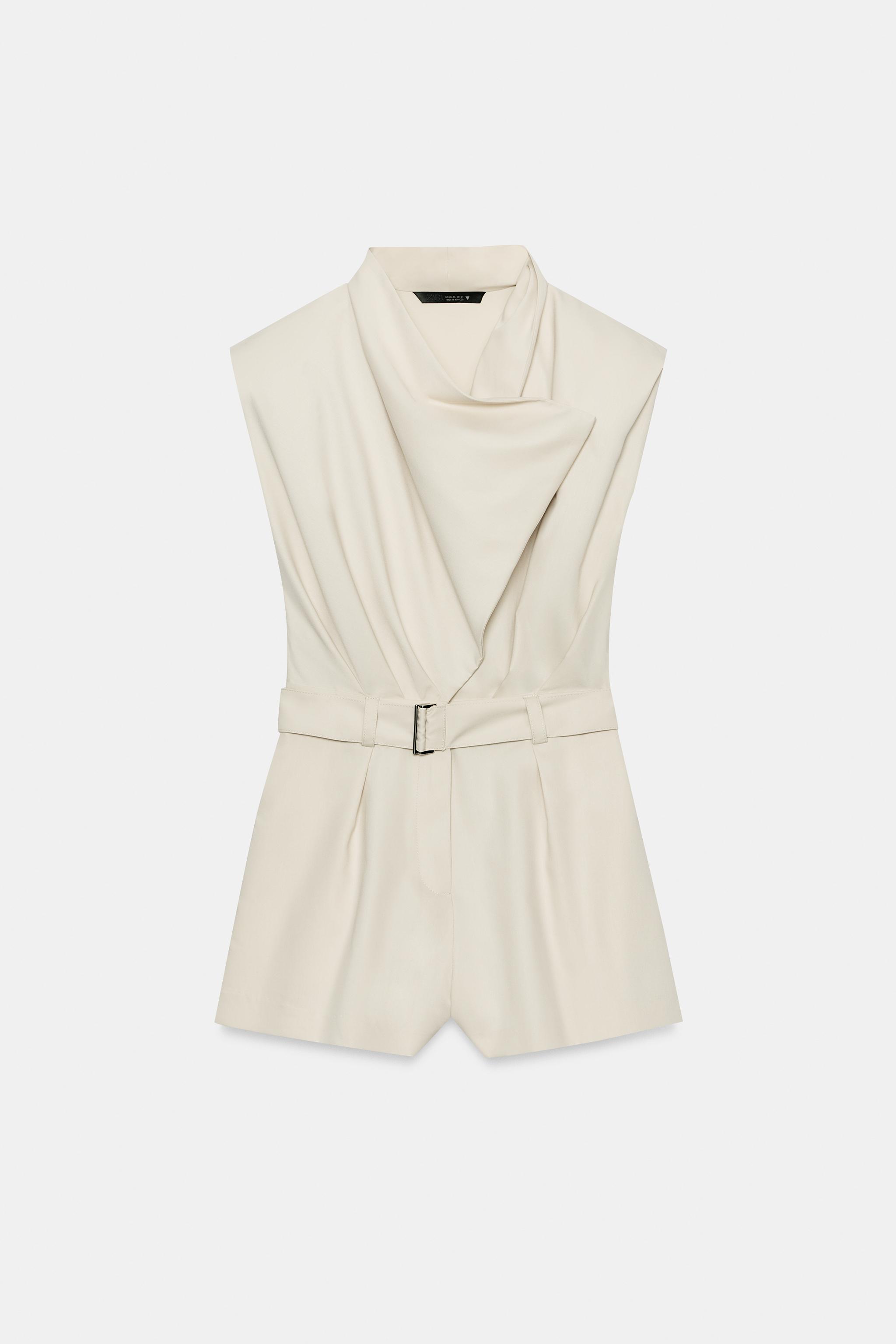 Женские комбинезоны Zara SHOULDER PAD BELTED SHORT JUMPSUIT — фото 6