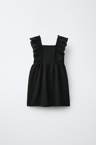 فستان ممزوج بملمس - أسود الخاص بـ Zara