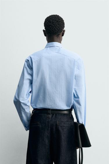 CHEMISE RELAXED FIT À RAYURES - Bleu ciel de Zara - Image 2
