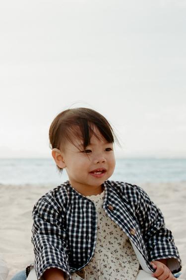 ÁO KHOÁC CHẦN BÔNG HỌA TIẾT KẺ GINGHAM - Màu xanh nước biển từ Zara