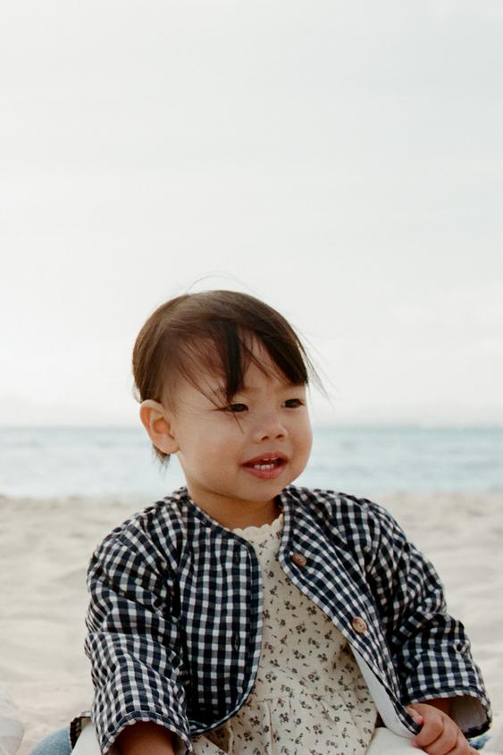 GINGHAM CHECK PUFFER JACKET - Navy blue by Zara - Image 0
