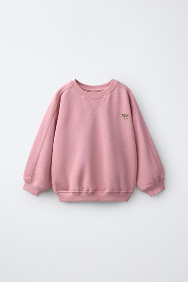 SUDADERA BORDADO OSO - Rosa pastel de Zara