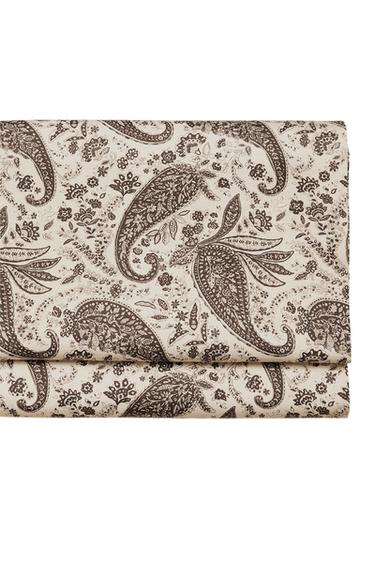 LENÇOL DE CIMA DE CETIM COM ESTAMPADO PAISLEY - Marrom da Zara