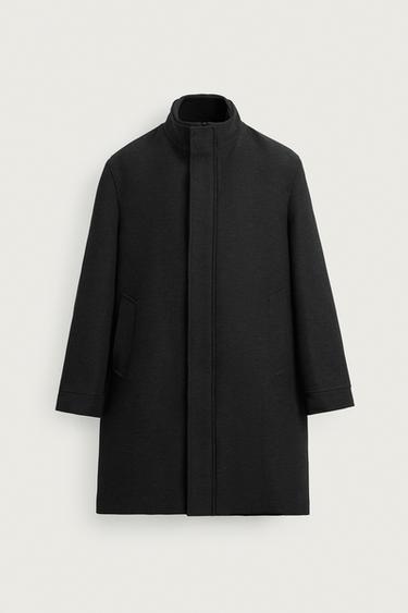 Zara REMOVABLE COLLAR COAT - Gray