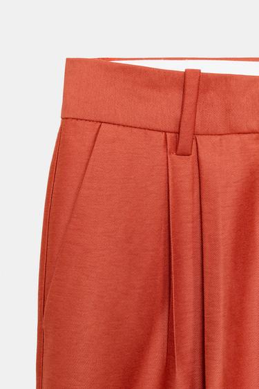 STRAIGHT-LEG DARTED TROUSERS - Dark orange by Zara - Image 8