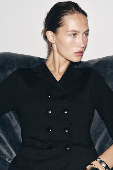 DOUBLE-BREASTED KNIT JACKET - Black by Zara