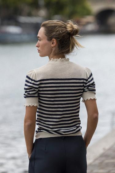 STRIPED KNIT TOP WITH FRILLS - Stripes by Zara - Image 2