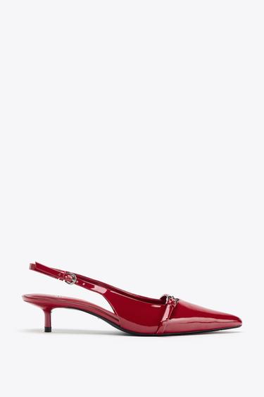 SLINGBACK SHOES WITH BUCKLE - Red by Zara