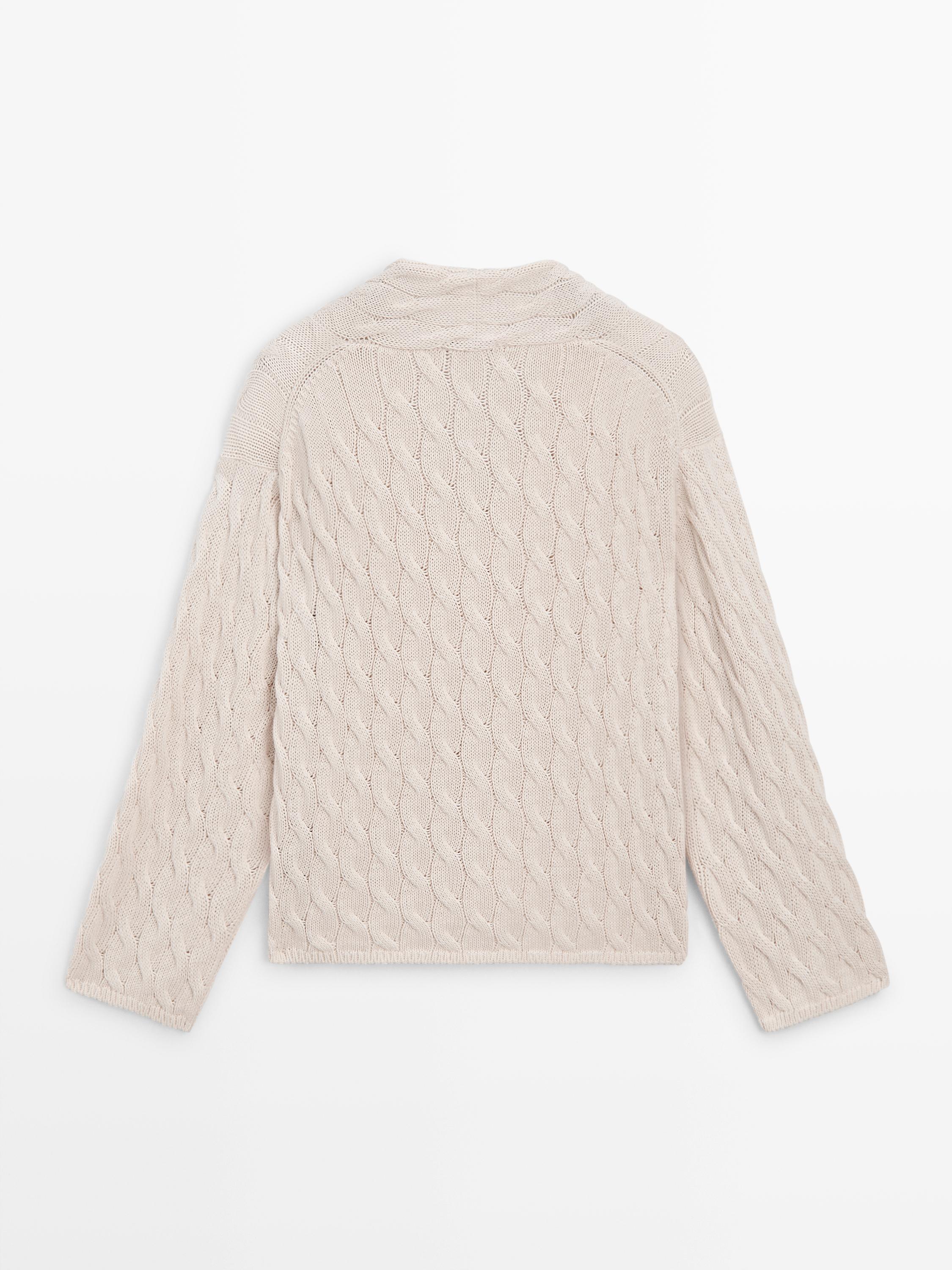 Cotton blend knit sweater with knot details
