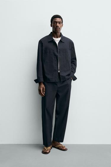 SOBRECAMISA REGULAR FIT POPELÍN - Marino de Zara - Imagen 0