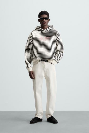 SUDADERA RAYAS TEXTO - Blanco / Marino de Zara - Imagen 0