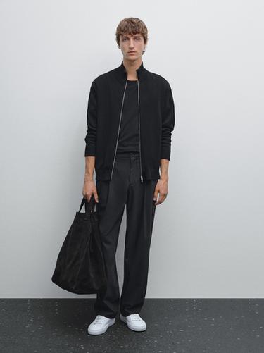 Zara 100% cotton zip cardigan - Black