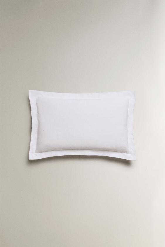 CAPA DE ALMOFADA DE ALGODÃO PIQUÊ - Branco da Zara - Imagem 0