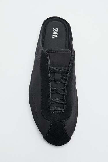 حذاء رياضي قماشي بكعب مفتوح - أسود الخاص بـ Zara