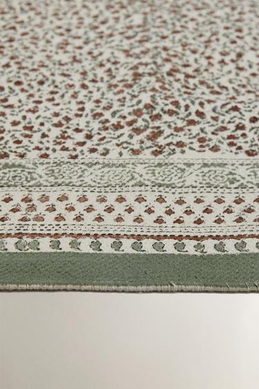 COTTON BLOCK PRINT RUG - Multicoloured by Zara