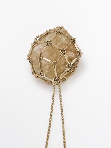 Zara Irregular stone mesh necklace - Golden - Image 0