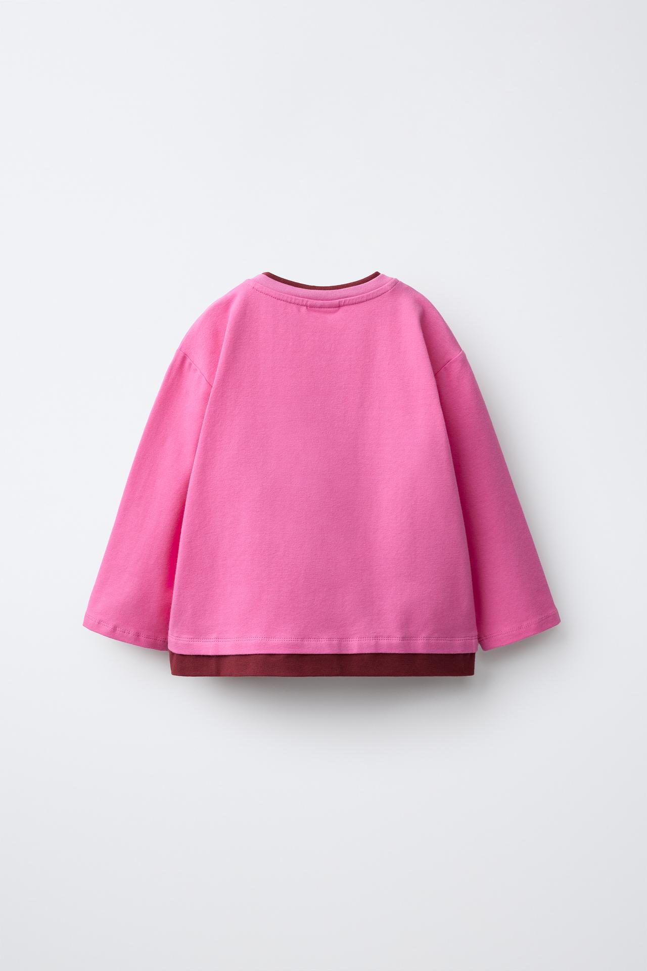 LAYERED HENLEY T-SHIRT — Fuchsia