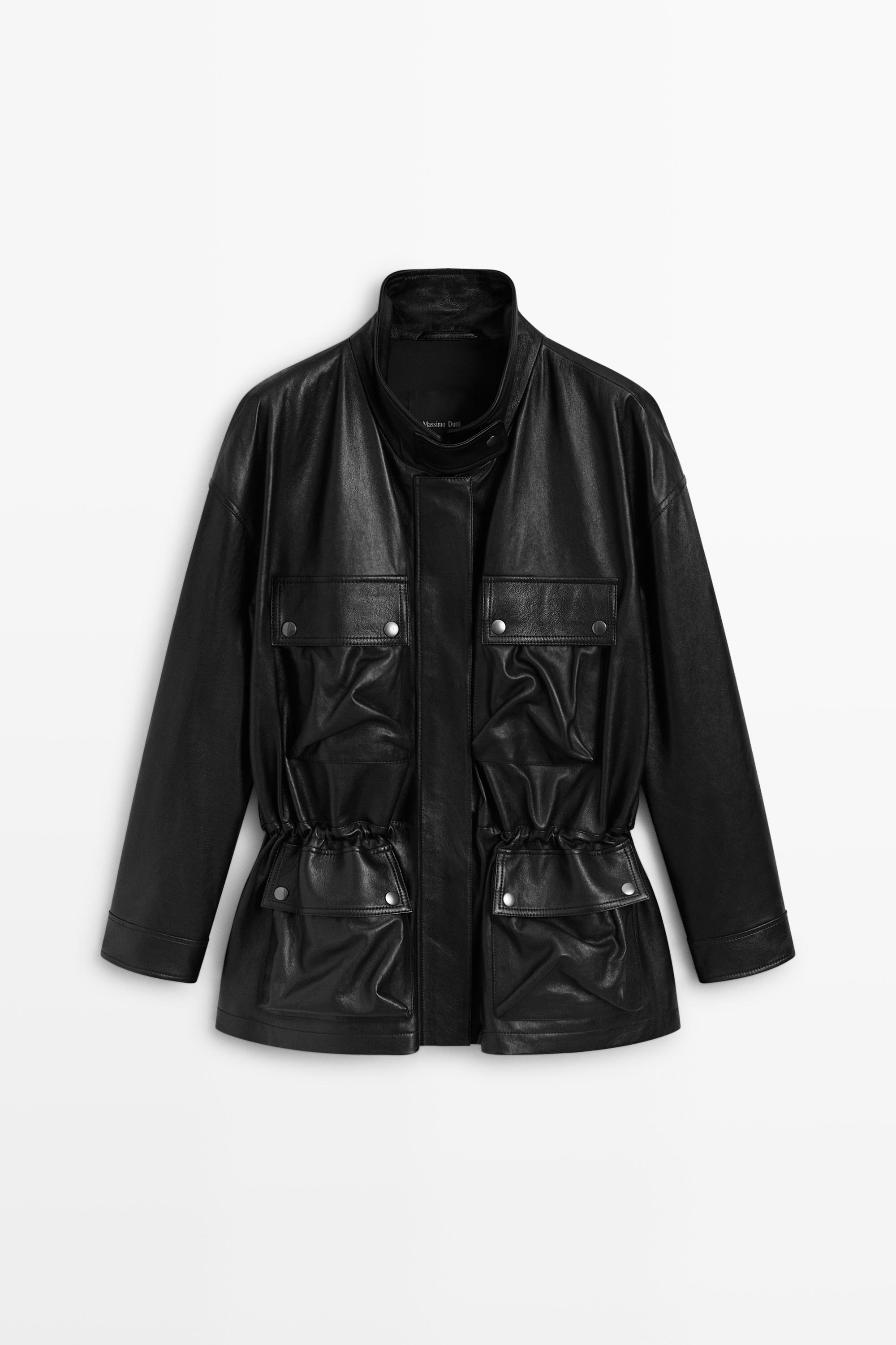 Blouson en cuir nappa avec poches