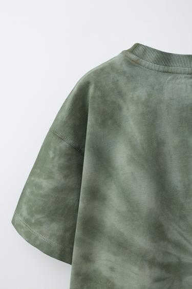 T-SHIRT EN MOLLETON IMPRIMÉ TIE & DYE - Vert de Zara - Image 3