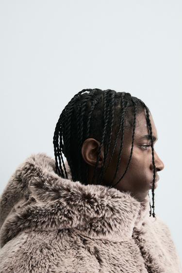 BLOUSON EFFET FOURRURE À CAPUCHE - Marron / Taupe de Zara - Image 6