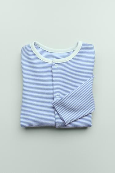 PIGIAMA INTERO PIEDE CONVERTIBILE A RIGHE - Azzurro medio di Zara