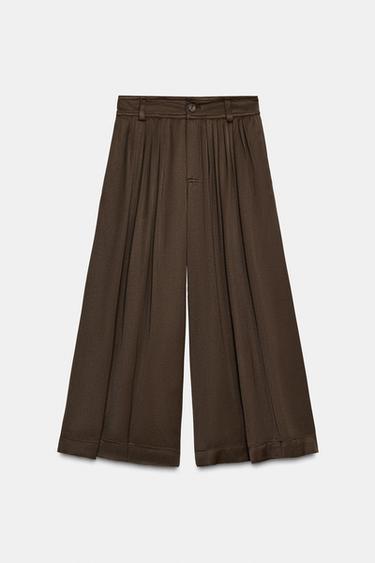 PANTALÓN PLIEGUES ZW COLLECTION - Marrón de Zara