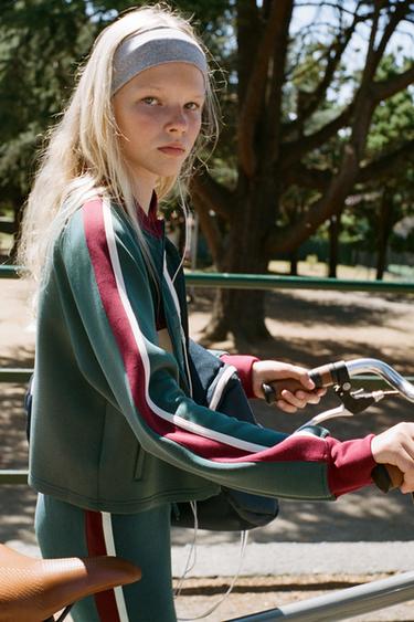 SUDADERA COLOR BLOCK SPORTY - Verde / Azul de Zara