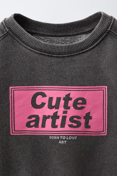 SWEAT EFFET DÉLAVÉ IMPRIMÉ - Gris anthracite de Zara - Image 2