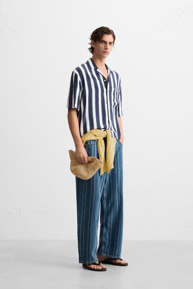 CHEMISE RAYURES VISCOSE - Bleu marine / Blanc de Zara - Image 3