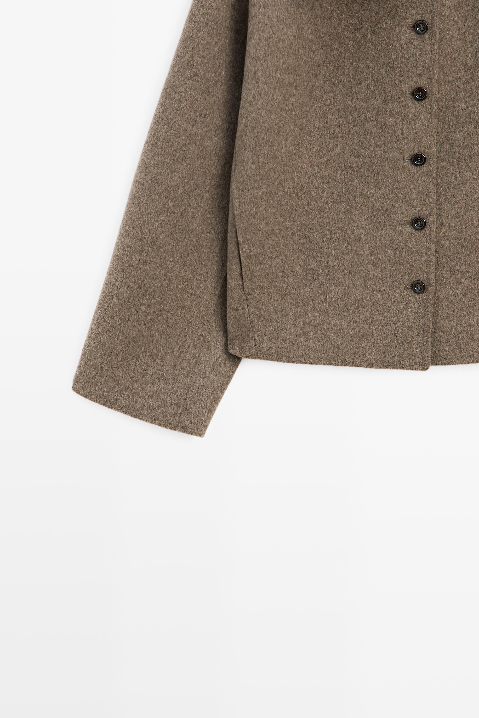 Wool blend stand collar jacket