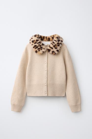 CHAQUETA PUNTO CUELLO EFECTO PELO - Crudo de Zara