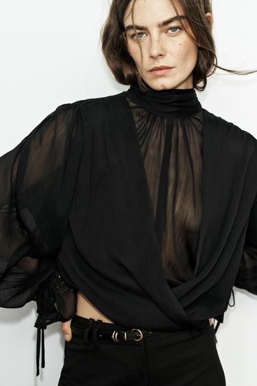 CUERPO DRAPEADO LAZO ESPALDA - Negro de Zara