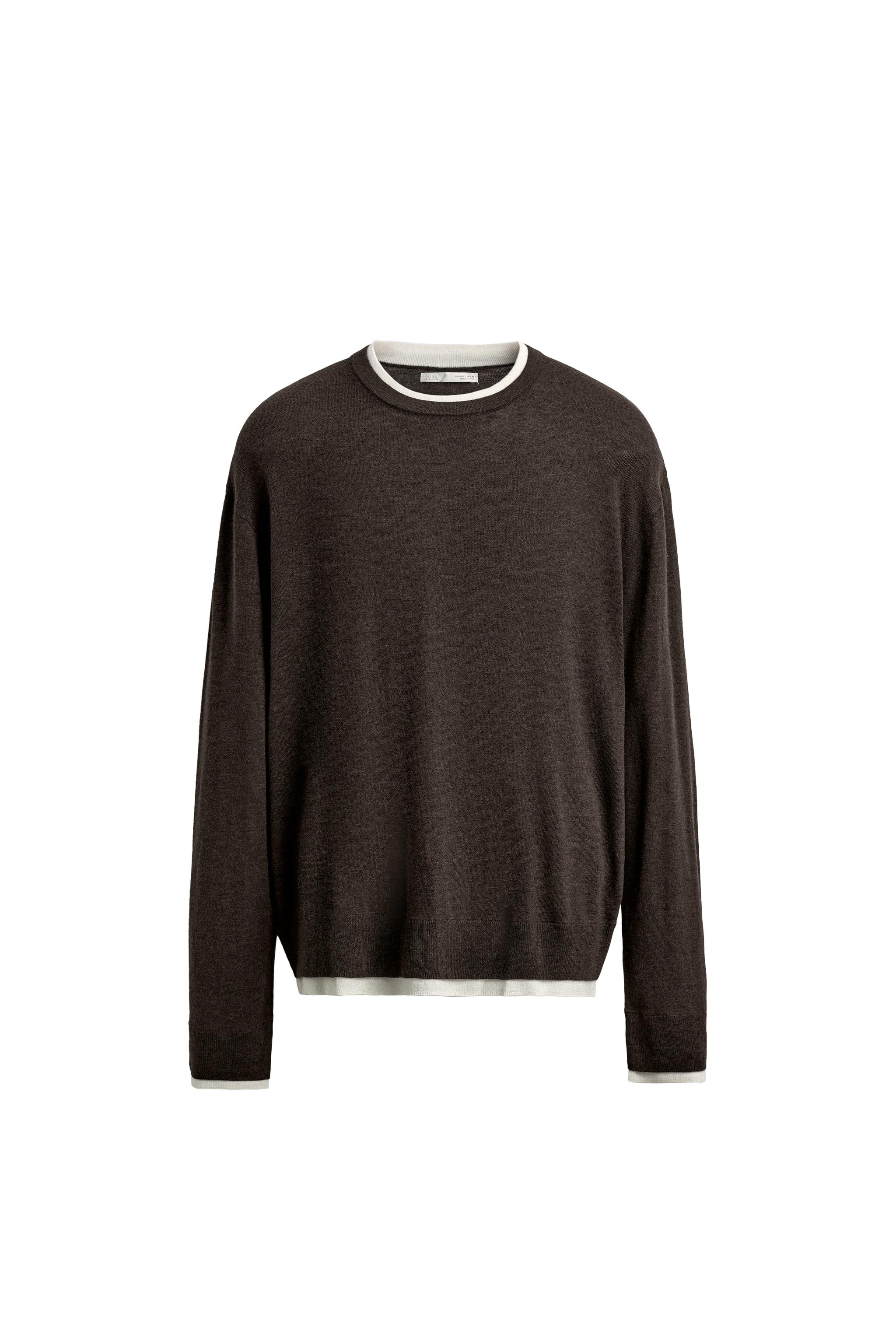 SANDRO（サンドロ）コントラストトリム　セーター コントラストトリムセーター - ブラウン | ZARA Japan / 日本