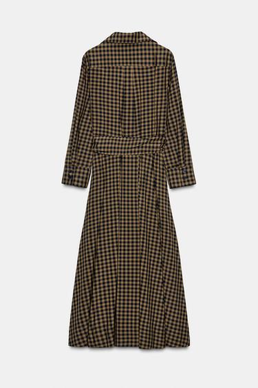 CHECK SHIRT DRESS ZW COLLECTION - Caramel by Zara