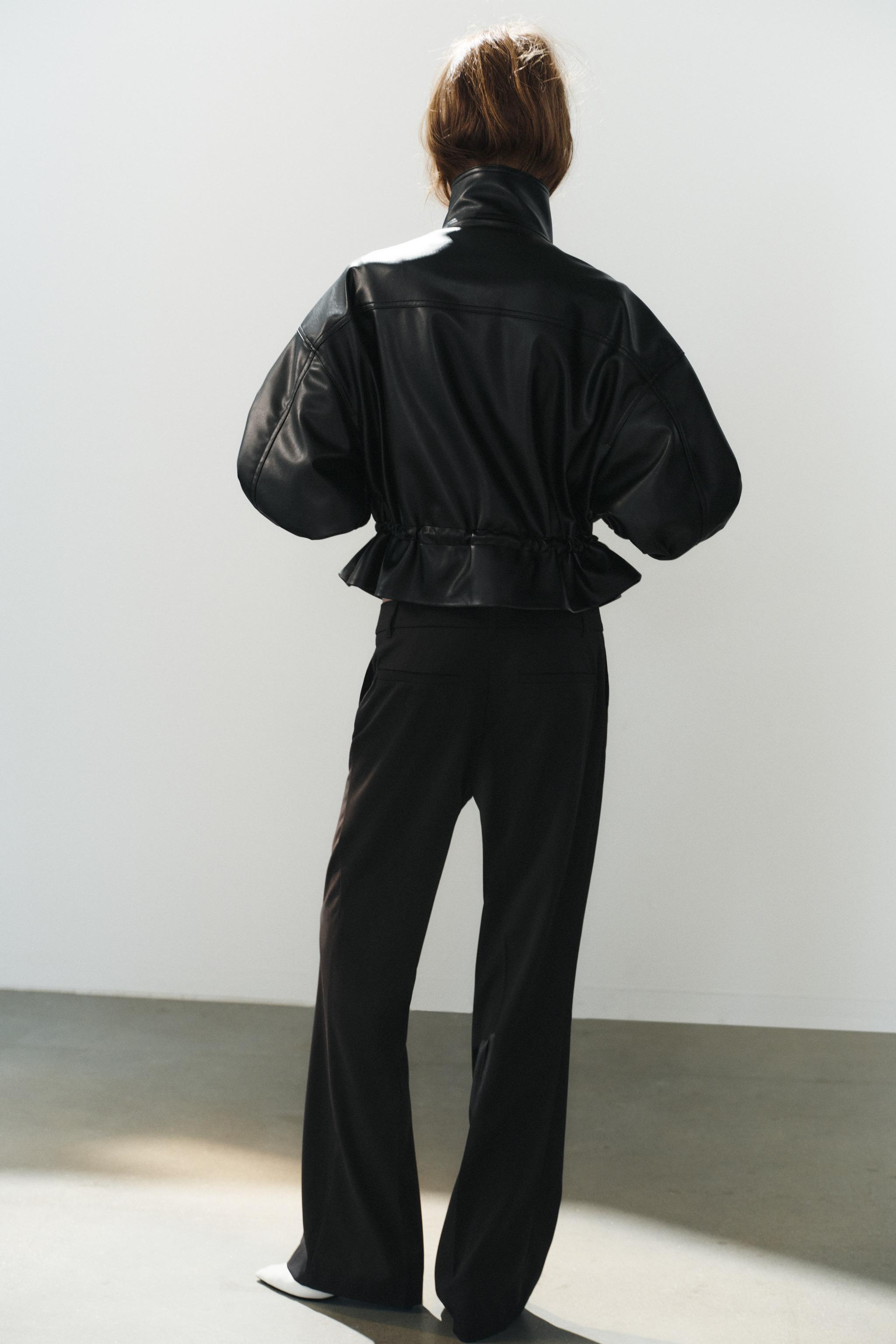 Женские куртки Zara FAUX LEATHER ADJUSTABLE WAIST JACKET — фото 6
