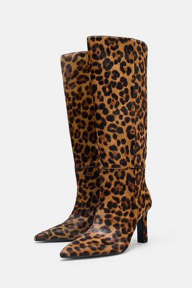 ANIMAL PRINT LEATHER AND SHEEPSKIN BOOTS - Leopard by Zara - Image 3
