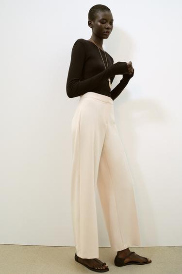 STRAIGHT-LEG HIGH-WAIST TROUSERS - Ecru by Zara - Image 3