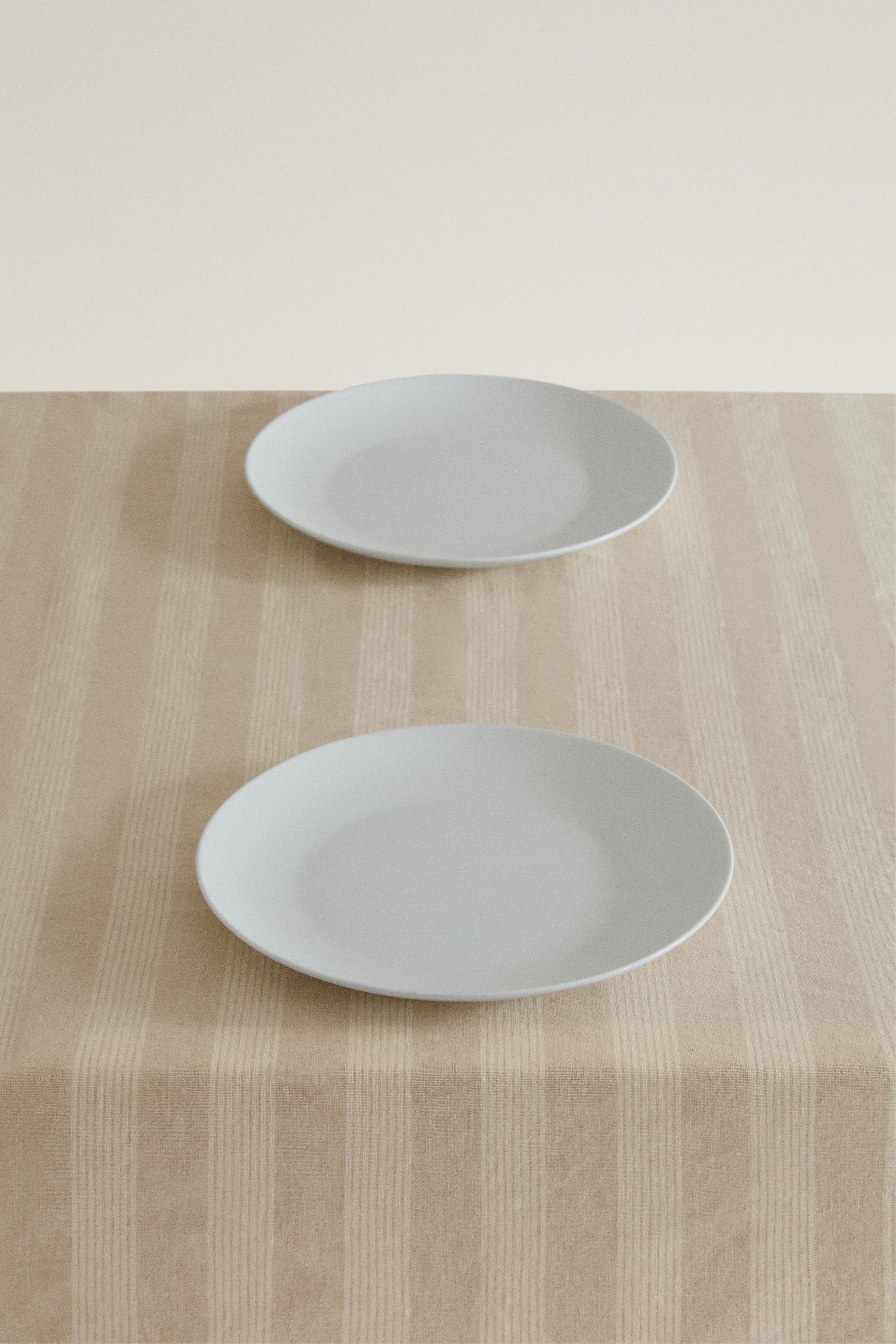 Gestreifte Tischdecke aus Leinen mit Washed-Look - Beige