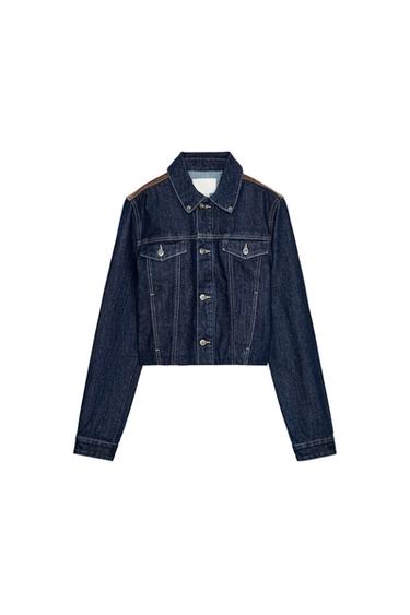 FAUX LEATHER DENIM JACKET - Dark indigo by Zara