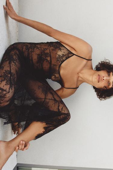 LACE STRAPPY DRESS - Black by Zara