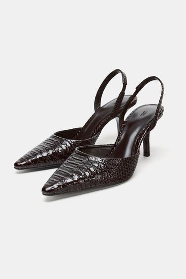 LIMITED EDITION LEATHER HEELED SHOES - Chocolate Brown by Zara - Image 4