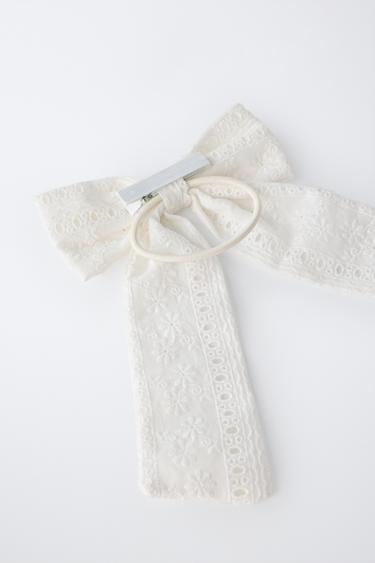 BOW SCRUNCHIE AND HAIR CLIP - White by Zara - Image 2