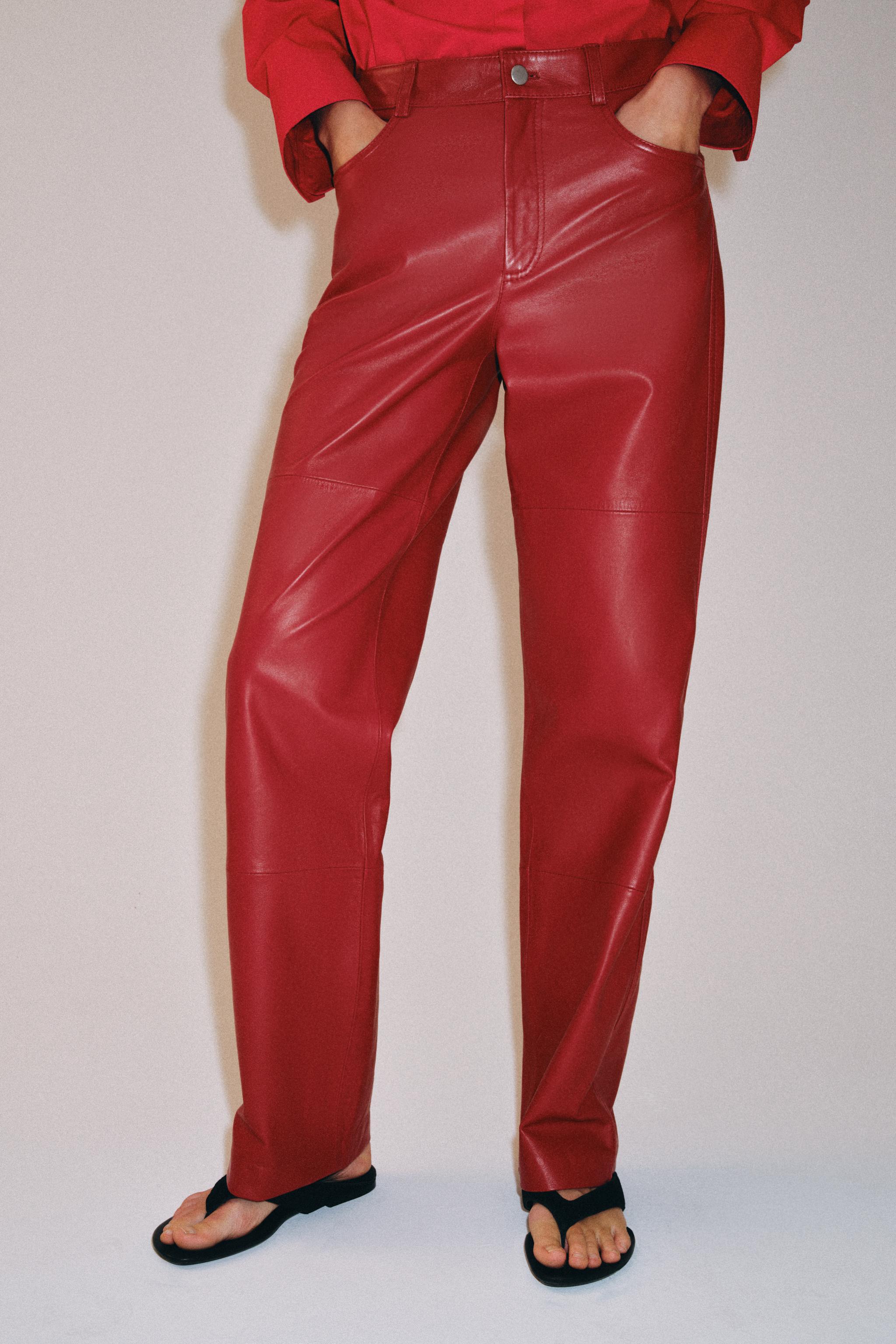 パンツ regsishw)k ZW COLLECTION LIMITED EDITION 100% LEATHER PANTS - Red | ZARA