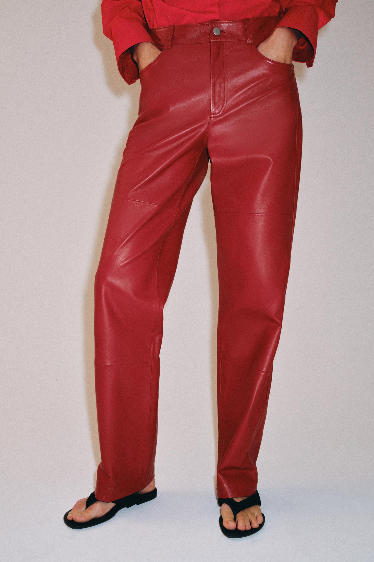 ZW COLLECTION LIMITED EDITION 100% LEATHER PANTS — Red