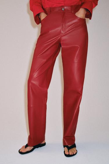 PANTALON 100% CUIR ZW COLLECTION ÉDITION LIMITÉE - Rouge de Zara - Image 1