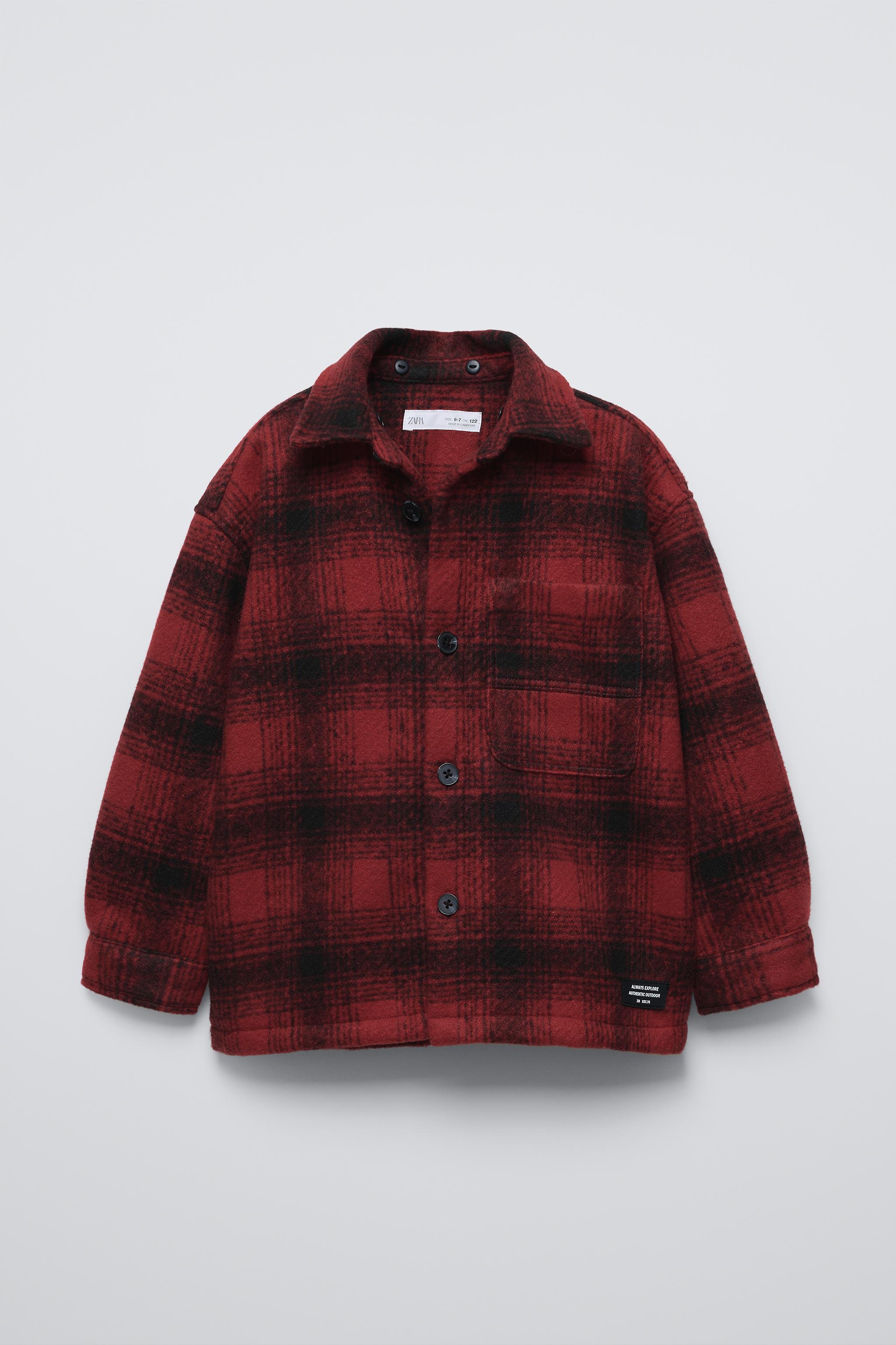 Check Overshirt Zara Textured Plaid Overshirt Kemeja Zara Cropped