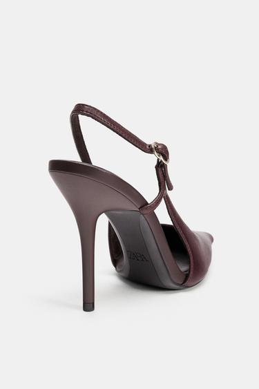 LEATHER HIGH-HEEL SHOES - Burgundy Red by Zara - Image 5